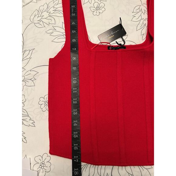 NWT* Hunter & Brown Sleeveless Knit Corset Red Cropped Top-Large - Picture 8 of 9
